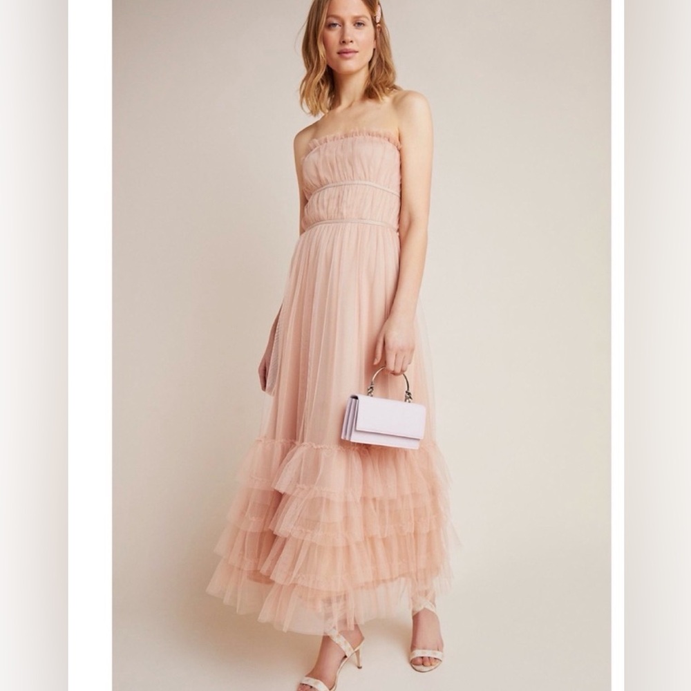 Anthropologie Eva Franco Graciela Tulle Maxi Dress Prom wedding bridal sir 4P